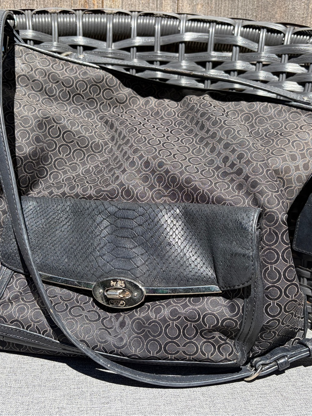 Coach Madison Art Pearlescent Signature Hobo Handbag Shoulder Bag 27906